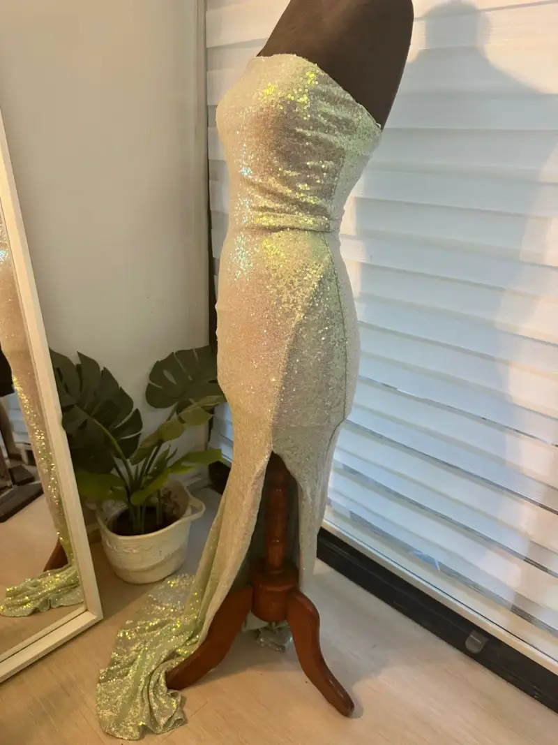 VESTIDO DE FIESTA COLOR VERDE AGUA TORNASOL WINDSO - 5