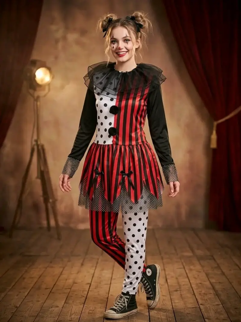 🎪 ¡DISFRAZ DE ARLEQUÍN / PAYASA GÓTICA! 🎪 Talla S - 4