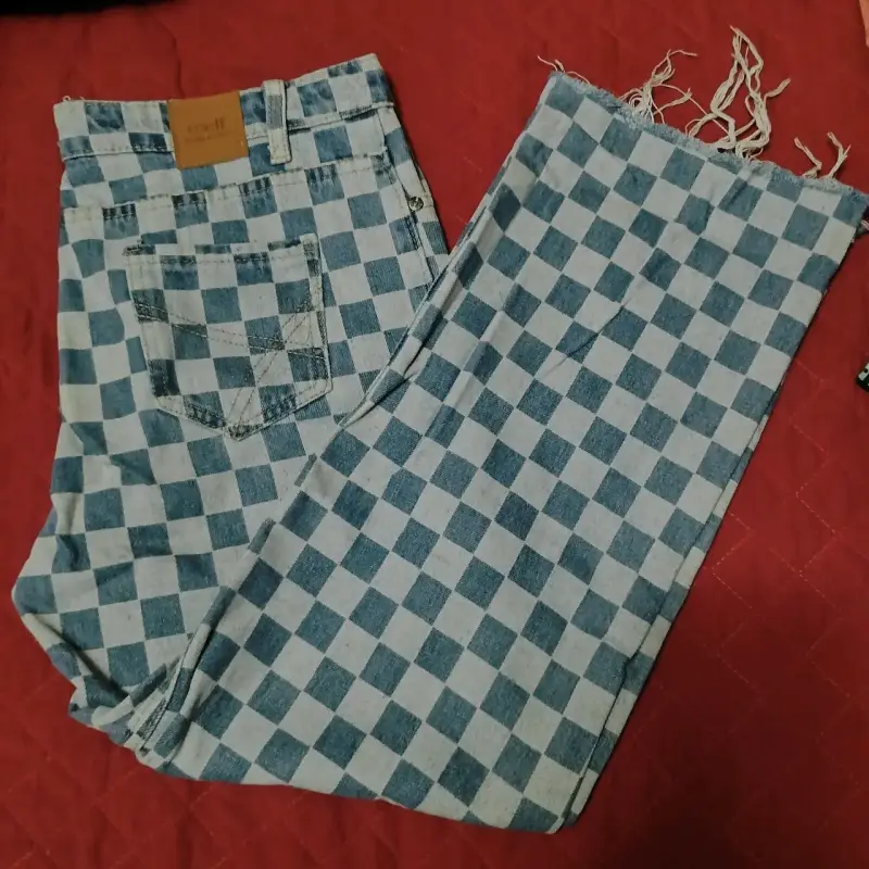 Jeans Melt a Cuadros Azul y Blanco - 1