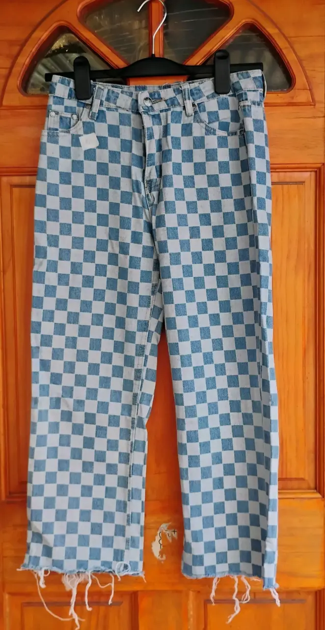 Jeans Melt a Cuadros Azul y Blanco - 2