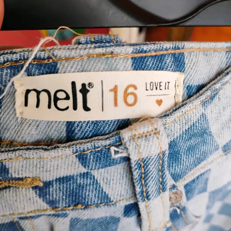 Jeans Melt a Cuadros Azul y Blanco - 4