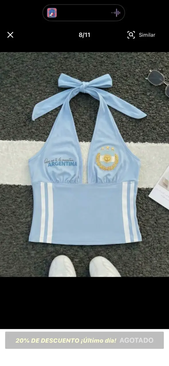Top halter celeste Argentina - 1