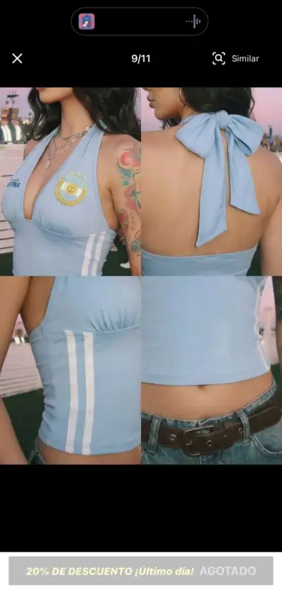 Top halter celeste Argentina - miniatura 3