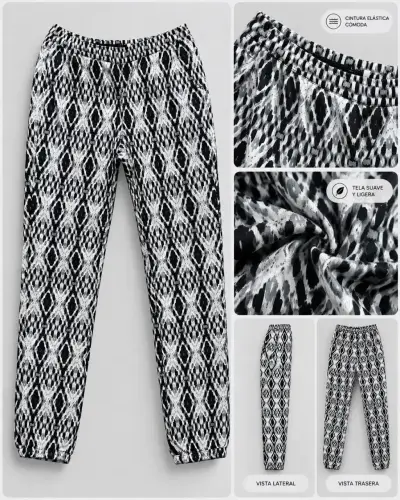 Pantalones estampados en blanco y negro - miniatura 2