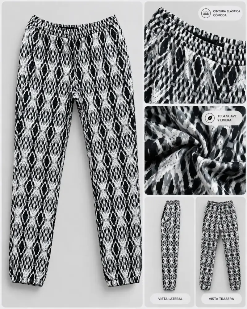 Pantalones estampados en blanco y negro - 3