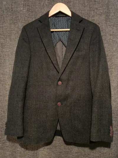 Blazer de lanilla gris oscuro para hombre - miniatura 1