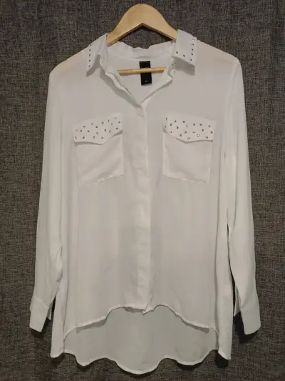 Blusa blanca con tachas Lorenzo Di Ponti - miniatura 1