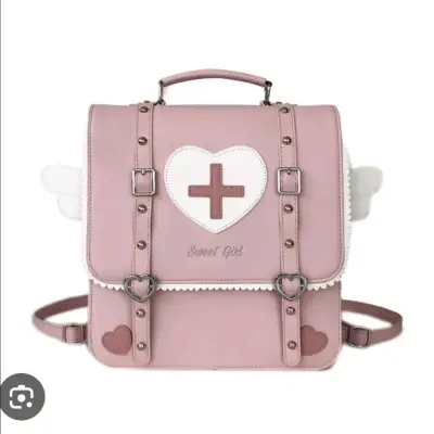 Mochila rosa estilo kawaii con alas - miniatura 1