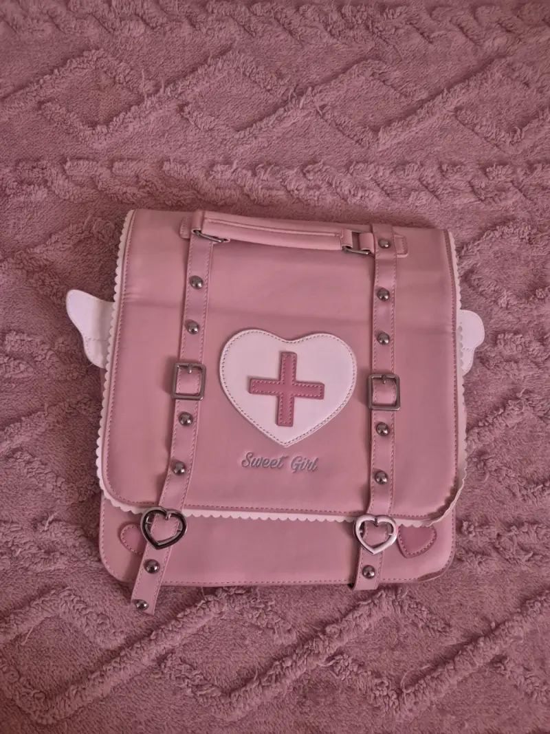 Mochila rosa estilo kawaii con alas - 2