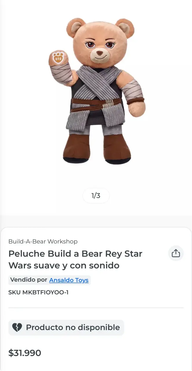 Peluche Build-a-Bear Rey Star Wars con sonido - 2