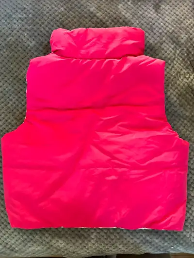 Chaleco reversible acolchado rosa y blanco - miniatura 1