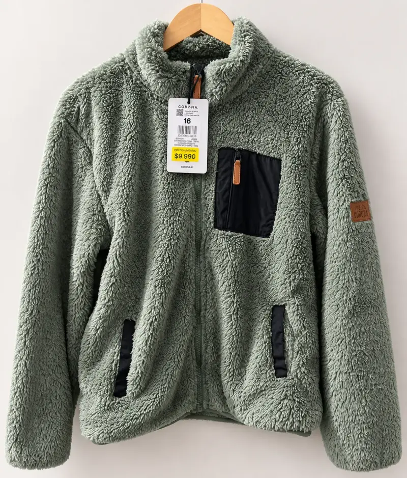 Chaqueta de lana sintética verde - 1