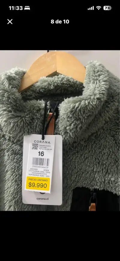 Chaqueta de lana sintética verde - miniatura 2