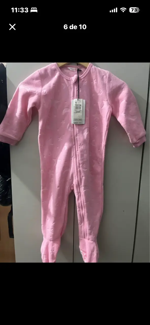 Pijama enterito rosado para bebé talla 18-24 meses