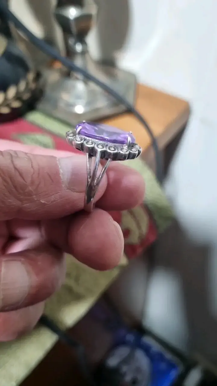 Anillo de plata con piedra morada elegante - 6