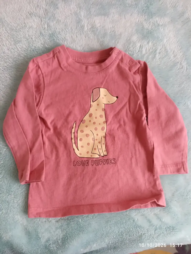 Polera manga larga infantil rosa con diseño