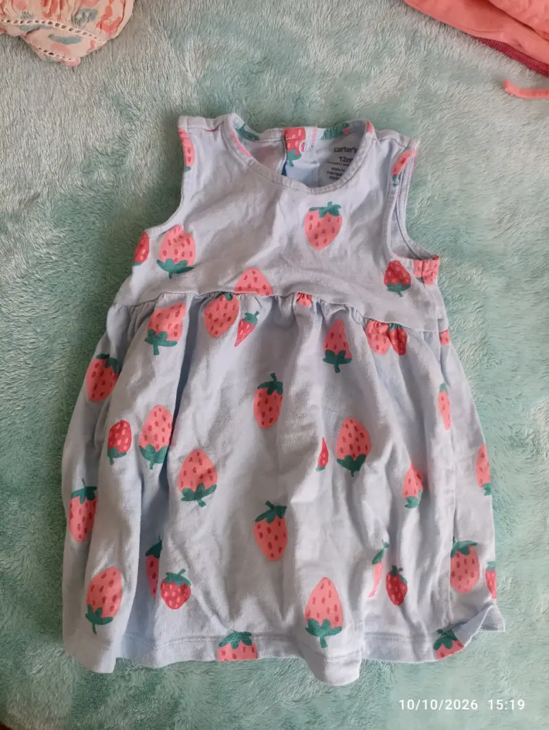 Vestido de bebé con estampado de frutillas - 1