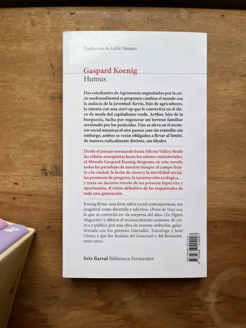 Libro 'Humus' de Gaspard Koenig - 2