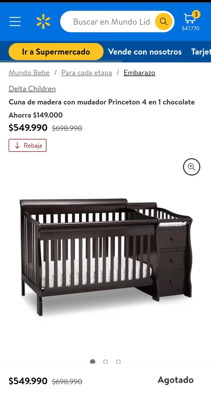 Cuna de madera con mudador Delta Children Princeto