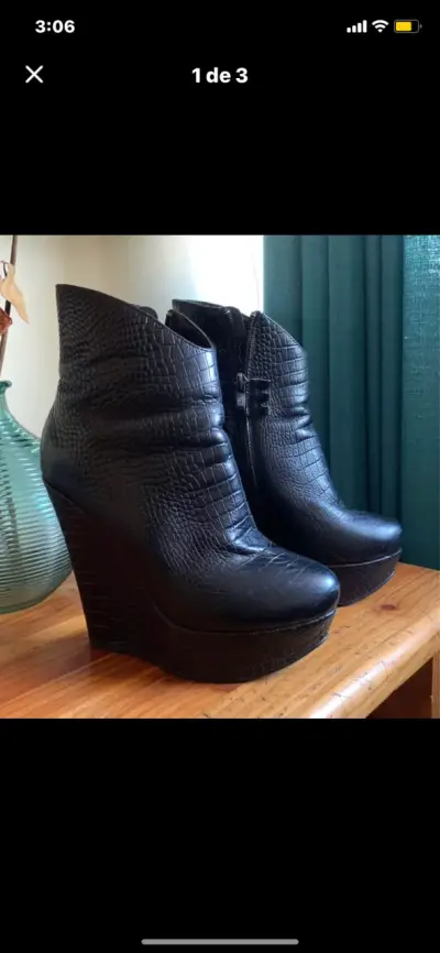 Botines de Cuero Negro con Plataforma - miniatura 1