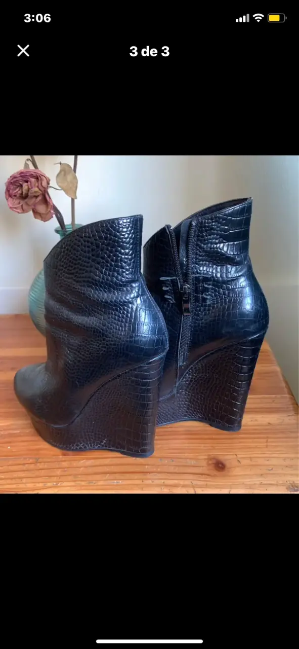 Botines de Cuero Negro con Plataforma - 3