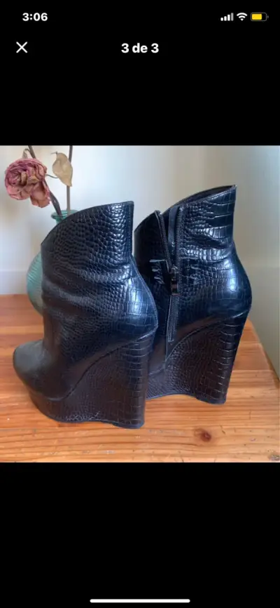 Botines de Cuero Negro con Plataforma - miniatura 3