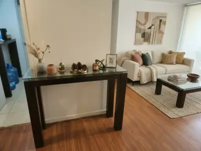 Mesa Arrimo cubierta vidrio moderna 100x35x80cm - miniatura 1