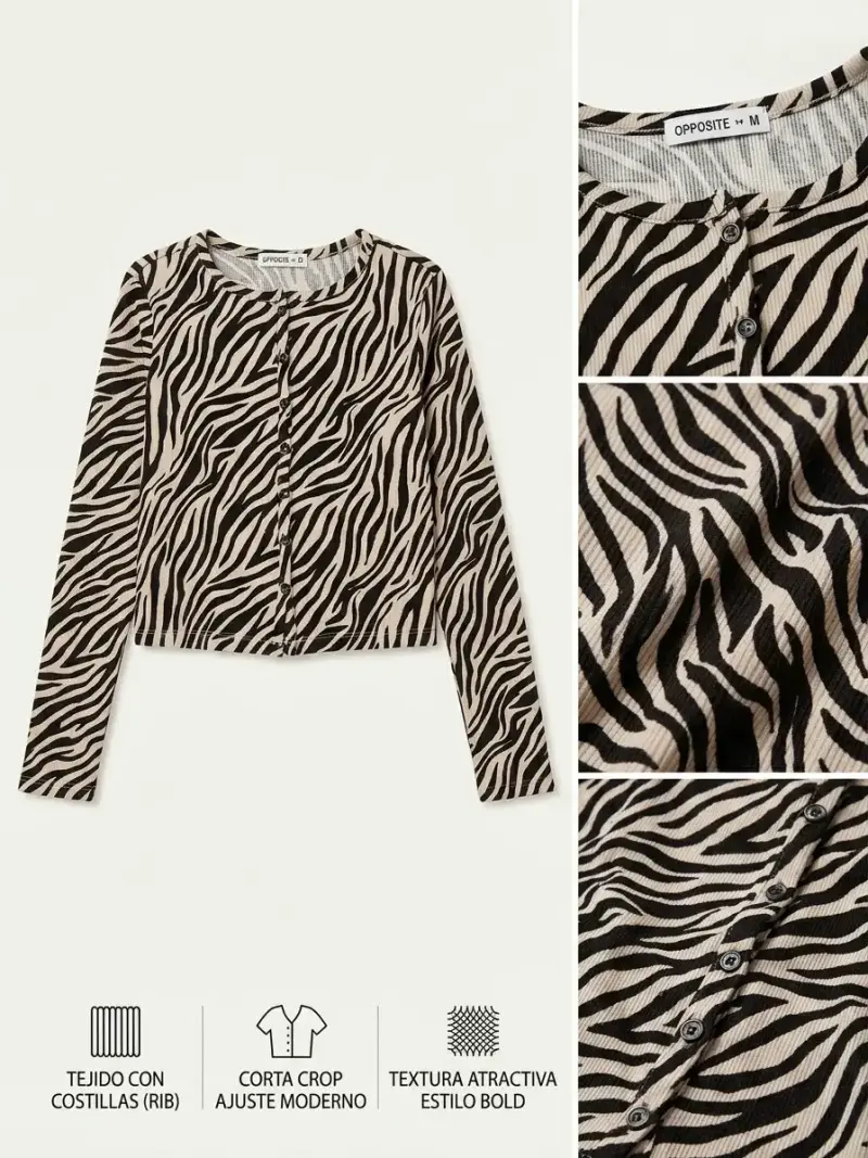 Cardigan de Mujer Estampado Animal Print OPPOSITE