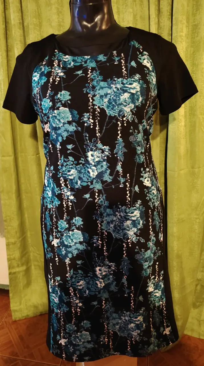 Vestido floral negro y azul para mujer - 3