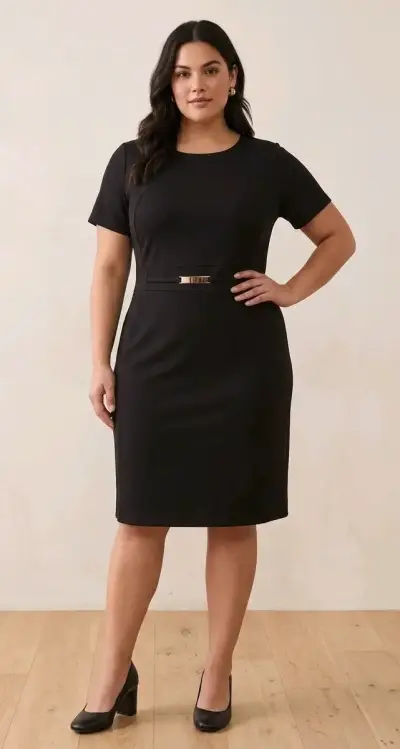 Vestido negro elegante con detalle metálico - miniatura 2