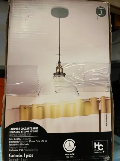 Lámpara colgante Brut dorada de vidrio y metal - miniatura 1