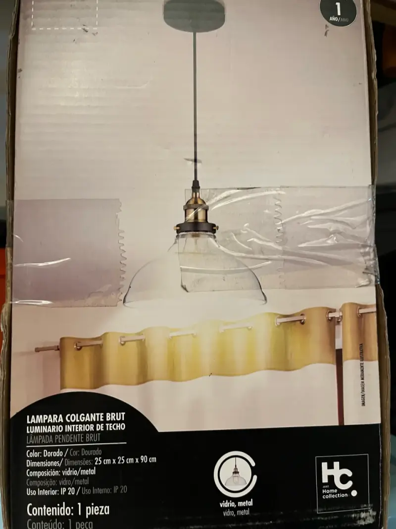 Lámpara colgante Brut dorada de vidrio y metal - 2