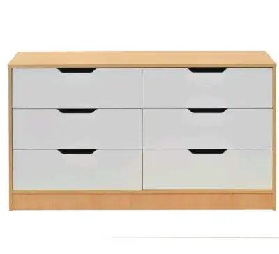 Juego de dormitorio moderno blanco y madera - miniatura 3