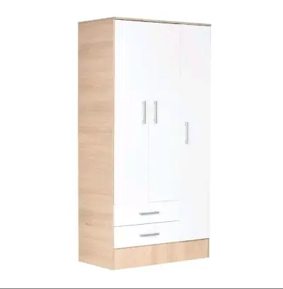 Juego de dormitorio moderno blanco y madera - miniatura 4
