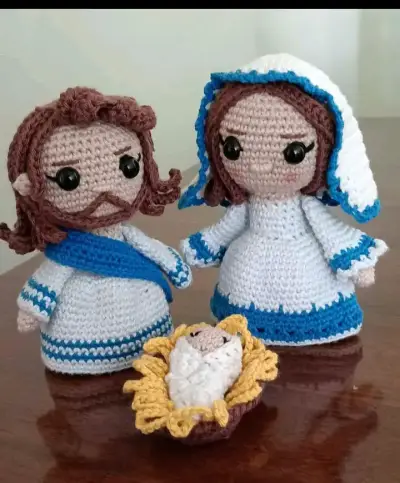 Conjunto de figuras de nacimiento tejidas a crochet - miniatura 1