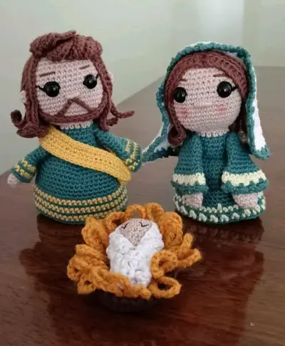 Conjunto de figuras de nacimiento tejidas a crochet - miniatura 3