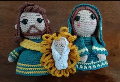 Conjunto de figuras de nacimiento tejidas a crochet - miniatura 5