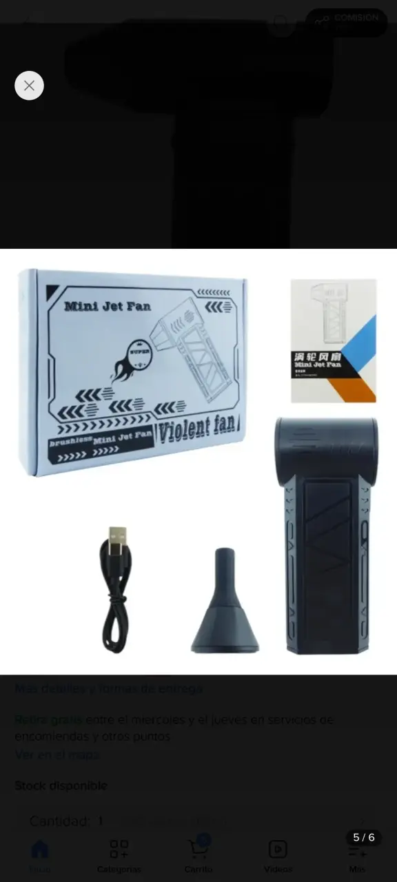 Mini ventilador portátil USB negro - 1