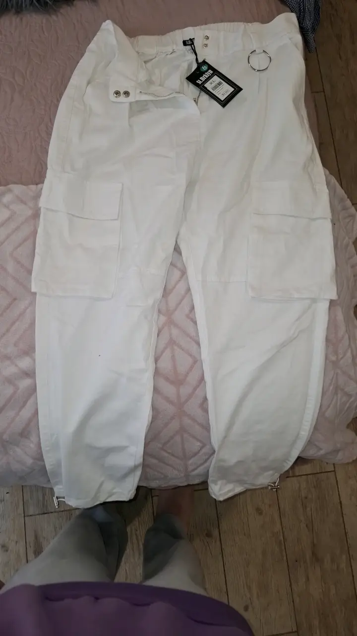 Pantalones cargo blancos xl con bolsillos - 2