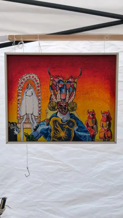 Cuadro Pintura acrílica Diablada de Ayquina (2019) - miniatura 3