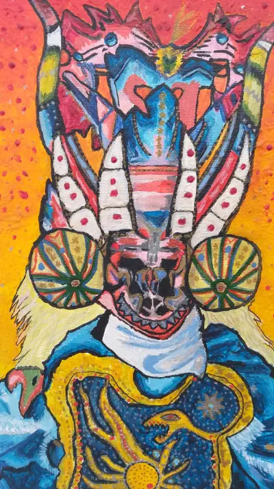 Cuadro Pintura acrílica Diablada de Ayquina (2019) - miniatura 4