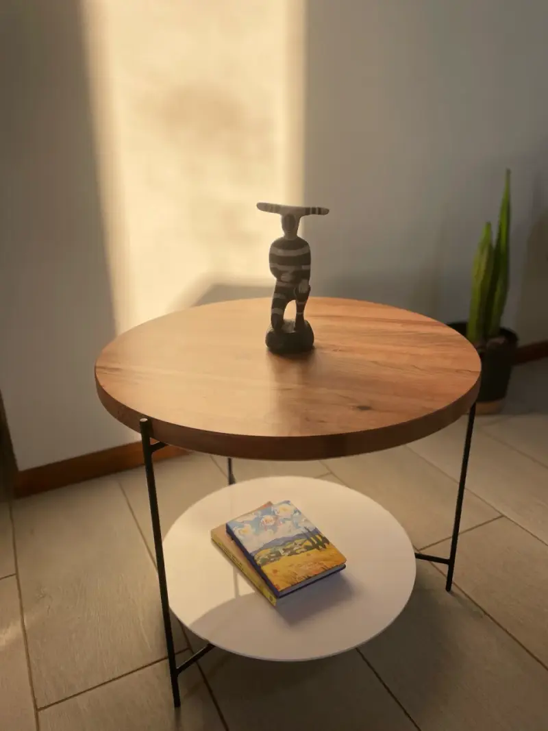 Mesa de centro redonda de madera y metal - 4