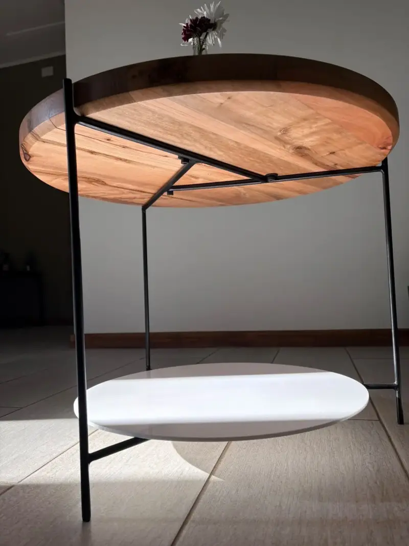 Mesa de centro redonda de madera y metal - 5