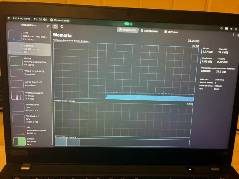 Laptop Lenovo ThinkPad T14 gen 1 con AMD Ryzen 7 - 5