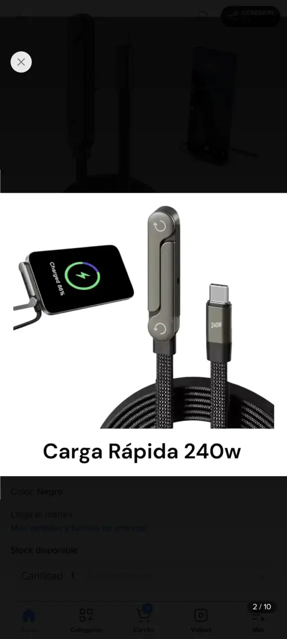 Cable Carga Rápida 240w 2en1 Tipo-c 1.5m Con Sopor - 2