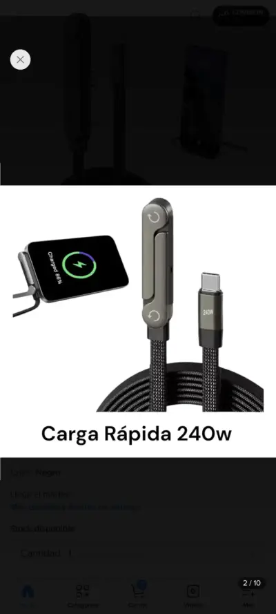 Cable Carga Rápida 240w 2en1 Tipo-c 1.5m Con Sopor - miniatura 2