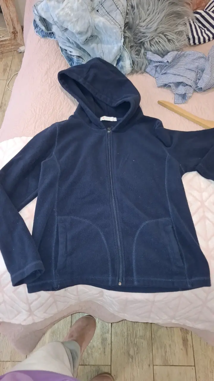 Polar escolar azul con capucha para mujer