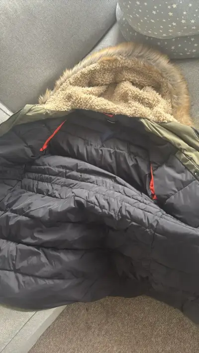 Parka verde con capucha de piel sintética Diesel - miniatura 5
