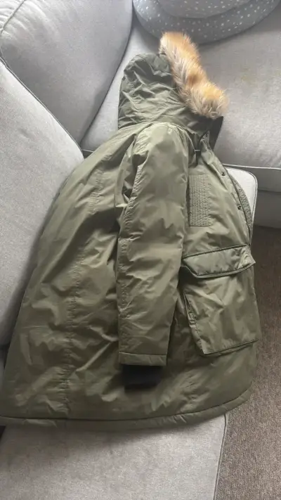 Parka verde con capucha de piel sintética Diesel - miniatura 6