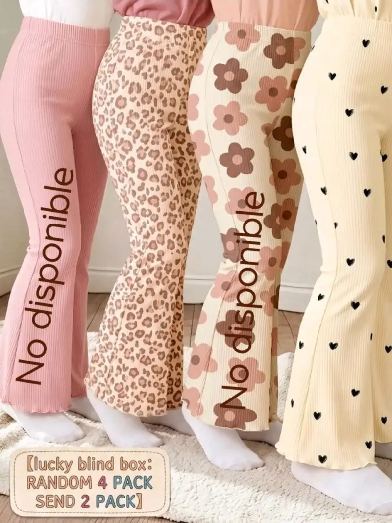 Pack de pantalones acampanados para niñas con estampados variados - 2